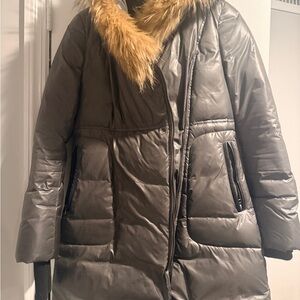 Mackage Women's Grey Puffer Coat with Faux Fur